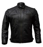 Brown Leather Biker Jacket Café Racer - Image 4