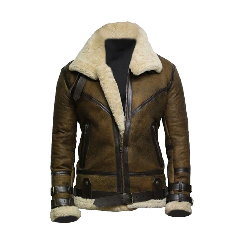 1-15.jpg Brown Bomber Leather Jacket - Image 1
