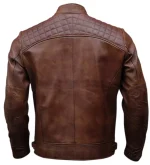 Brown Leather Biker Jacket Café Racer - Image 3