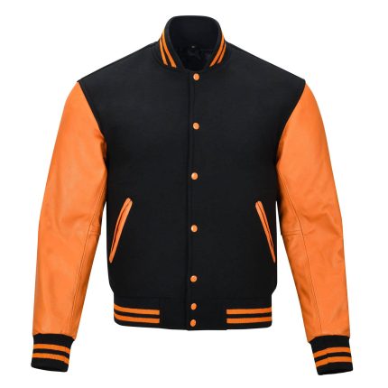 Men’s Baseball Varsity Jacket | Simple & Plain Wool Leather Design