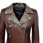 Women Studded Leather Jacket - Image 6