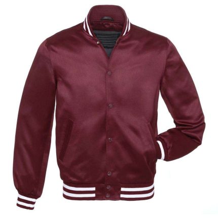 New Arrival Women’s Satin Varsity Jackets | Lightweight & Stylish Winter Wear | Maroon