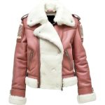 Women’s Pink Fur Leather Jacket