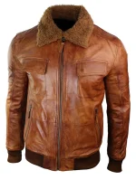 Fur Collar Leather Jacket - Image 3