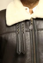 Men Sheepskin Leather Jacket - Image 5