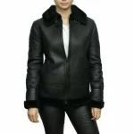 Women RAF Bomber Leather Jacket - Image 2