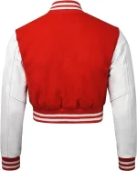 Trendy Women’s Cropped Varsity Jacket | Pure Wool Body, Leather Sleeves - Image 3