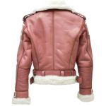 Women’s Pink Fur Leather Jacket - Image 2