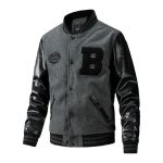 Men’s Varsity Winter Bomber Jacket – Premium Baseball Style with Leather Sleeves & Embroidered Detailing - Image 2