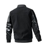 Men’s Varsity Winter Bomber Jacket – Premium Baseball Style with Leather Sleeves & Embroidered Detailing - Image 3