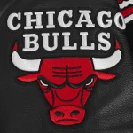 Chicago Bulls Script Tail Black Wool & Leather Varsity Jacket - Image 6