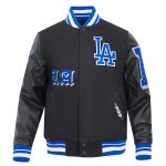 Los Angeles Dodgers Varsity Jacket – Old English Black Wool & Leather Letterman