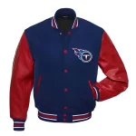 Tennessee Titans Varsity Letterman Jacket – Navy Blue & Red Leather Sports Jacket