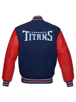 Tennessee Titans Varsity Letterman Jacket – Navy Blue & Red Leather Sports Jacket - Image 2